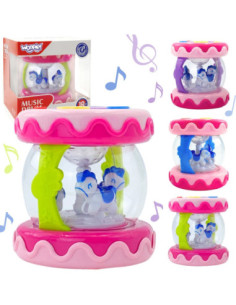 WOOPIE BABY Bębenek Pozytywka Projektor 3w1 Zabawka Muzyczna dla Niemowląt + Walec Roller do Nauki Raczkowania