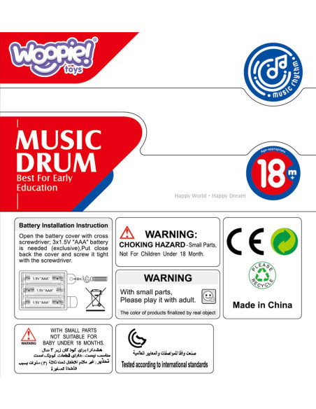 WOOPIE Bębenek Pozytywka ze Światłem Zabawka Muzyczna dla Niemowląt