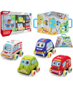 WOOPIE BABY Plush Wind-up Cars Road Mat Set 5 pcs.