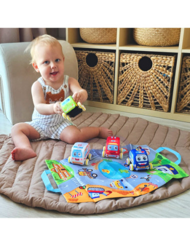 WOOPIE Miękkie Pluszowe Autka Zestaw Mata Drogowa 5 el.