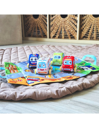 WOOPIE Miękkie Pluszowe Autka Zestaw Mata Drogowa 5 el.