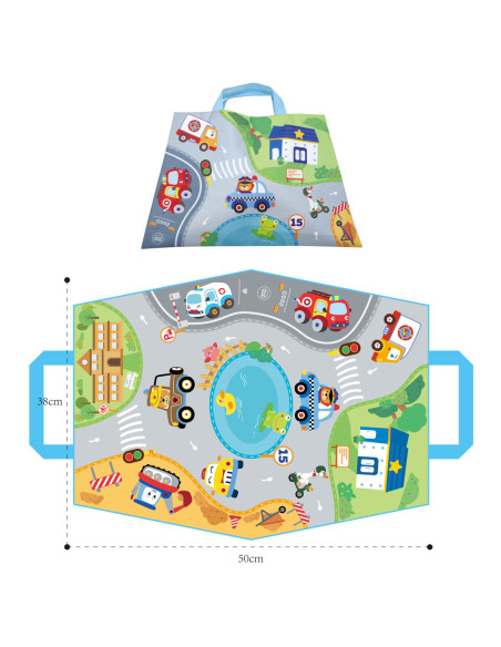 WOOPIE Miękkie Pluszowe Autka Zestaw Mata Drogowa 5 el.