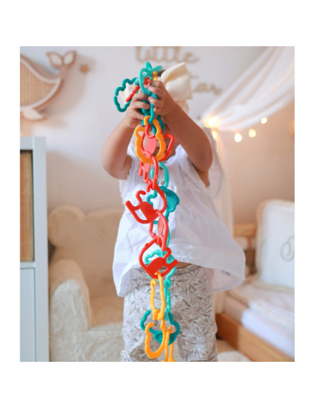 WOOPIE Zabawka Sensoryczna Gryzaki dla Niemowląt Zawieszki Zwierzątka Łańcuszek 24 el.