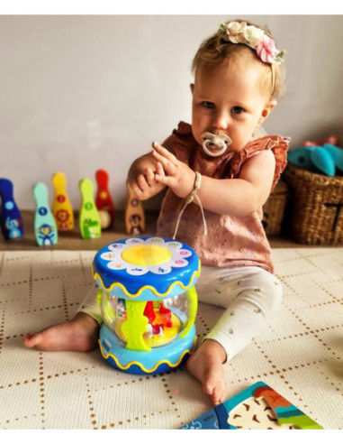 WOOPIE Bębenek Pozytywka ze Światłem Zabawka Muzyczna dla Niemowląt