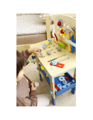 TOOKY TOY Drewniany Stół Do Majsterkowania Warsztat