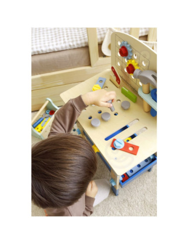 TOOKY TOY Drewniany Stół Do Majsterkowania Warsztat