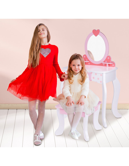 TOOKY TOY Drewniana Toaletka Dziecięca z Krzeszłem