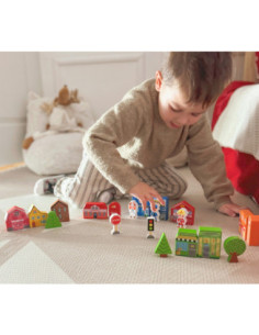 TOOKY TOY Drewniany Zestaw Budynków i Figurek Miasto Policja Szpital Remiza Policjant Doktor Strażak 2