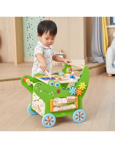 VIGA Chodzik Drewniany Pchacz Krokodylek Aktywności Edukacyjny 12w1