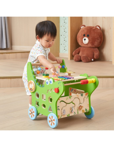 VIGA Chodzik Drewniany Pchacz Krokodylek Aktywności Edukacyjny 12w1