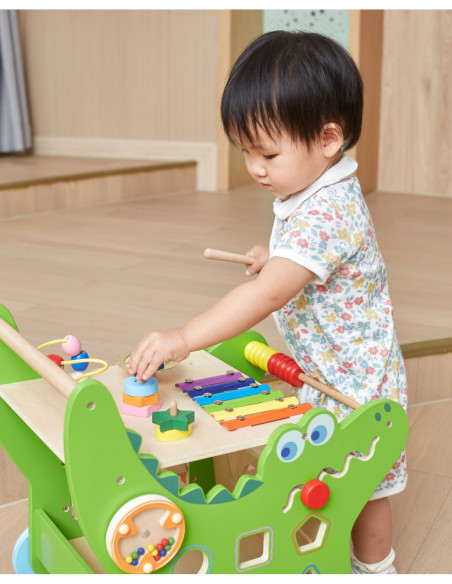 VIGA Chodzik Drewniany Pchacz Krokodylek Aktywności Edukacyjny 12w1