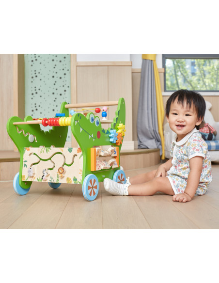 VIGA Chodzik Drewniany Pchacz Krokodylek Aktywności Edukacyjny 12w1