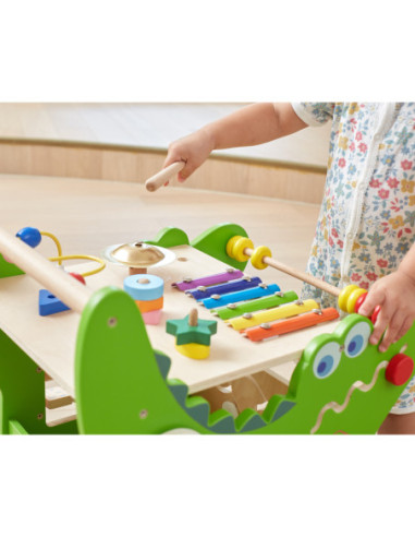 VIGA Chodzik Drewniany Pchacz Krokodylek Aktywności Edukacyjny 12w1