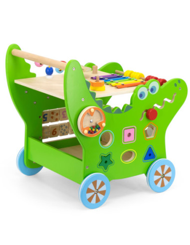 VIGA Chodzik Drewniany Pchacz Krokodylek Aktywności Edukacyjny 12w1