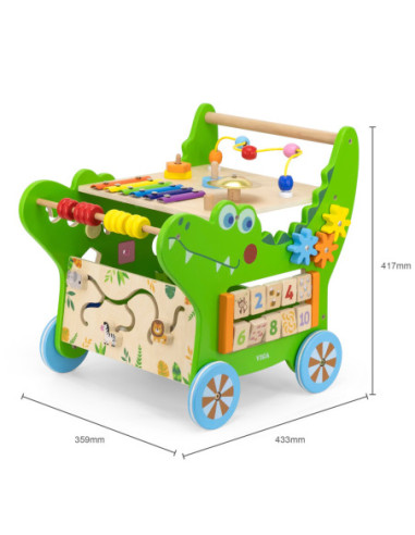 VIGA Chodzik Drewniany Pchacz Krokodylek Aktywności Edukacyjny 12w1
