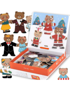 VIGA Wooden Magnetic Puzzle Bear Family