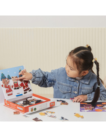 VIGA Drewaniana  Magnetyczna Układanka Rodzina Niedźwiadków