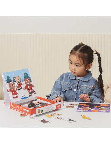 VIGA Drewaniana  Magnetyczna Układanka Rodzina Niedźwiadków