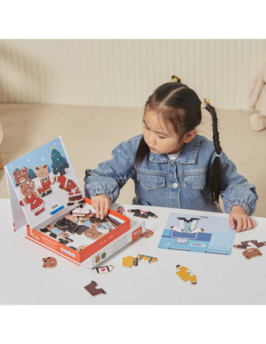 VIGA Drewaniana  Magnetyczna Układanka Rodzina Niedźwiadków