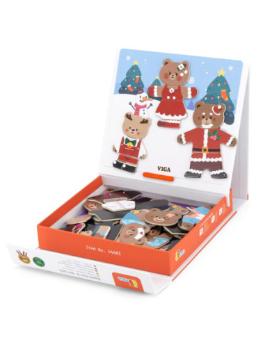 VIGA Drewaniana  Magnetyczna Układanka Rodzina Niedźwiadków