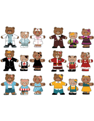 VIGA Drewaniana  Magnetyczna Układanka Rodzina Niedźwiadków