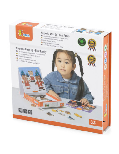 VIGA Drewaniana  Magnetyczna Układanka Rodzina Niedźwiadków