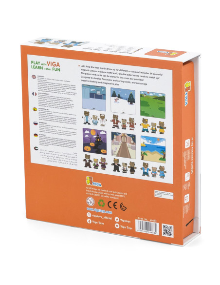 VIGA Drewaniana  Magnetyczna Układanka Rodzina Niedźwiadków