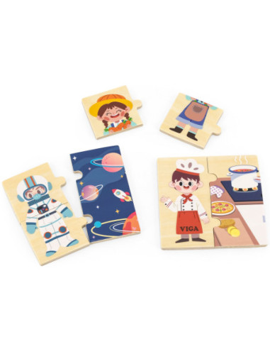 VIGA Drewniane Puzzle Układanka Dopasowanie Zawodów