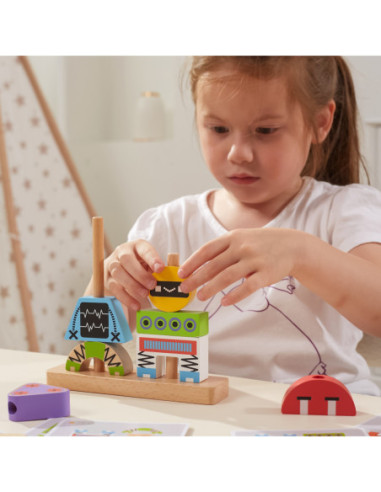 VIGA Układanka Piramidka Roboty + Wzory 8 el.