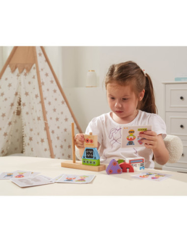 VIGA Układanka Piramidka Roboty + Wzory 8 el.