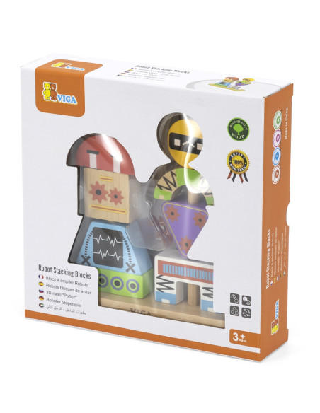 VIGA Układanka Piramidka Roboty + Wzory 8 el.