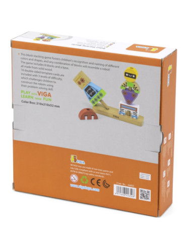 VIGA Układanka Piramidka Roboty + Wzory 8 el.