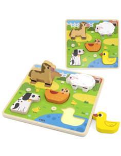 VIGA Wooden Puzzle Animals Farm Matching Puzzle