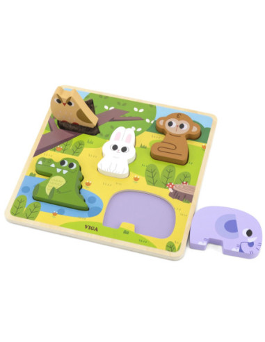 VIGA Drewniana Układanka Puzzle Zwierzątka Las do Dopasowania