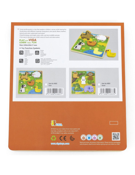 VIGA Drewniana Układanka Puzzle Zwierzątka Las do Dopasowania