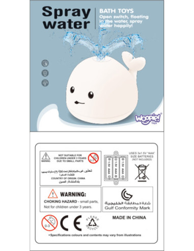 WOOPIE Zabawka do Kąpieli Wieloryb Tryskający Wodą Fontanna LED