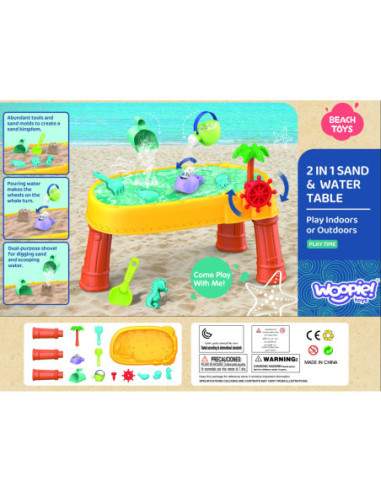 WOOPIE Stolik Wodny 2w1 Piaskownica Statek Piracki 8 akc.