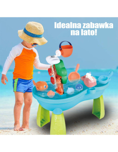 WOOPIE Stolik Wodny 2w1 Piaskownica Wodospad 10 akc.