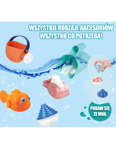 WOOPIE Stolik Wodny 2w1 Piaskownica Wodospad 10 akc.