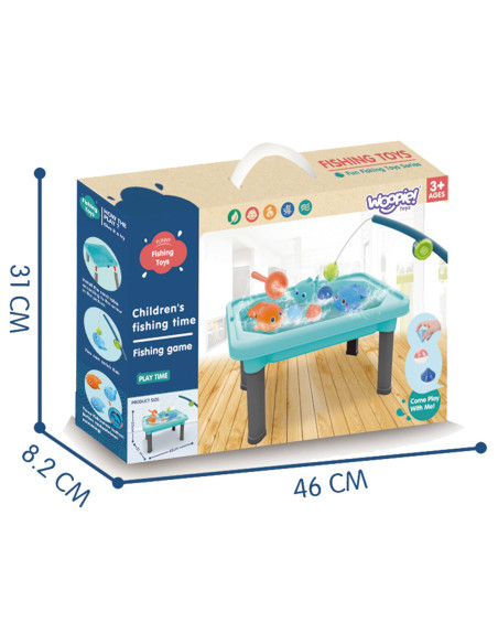 WOOPIE Stolik Wodny 3w1 Piaskownica Gra Łowienie Rybek 6 el.
