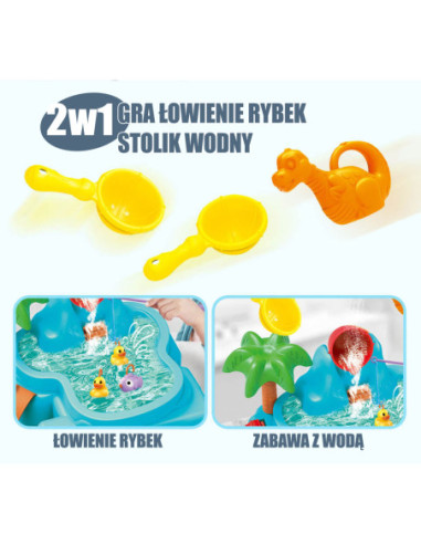 WOOPIE Stolik Wodny 2w1 Gra Łowienie Rybek Wodospad 6 el.