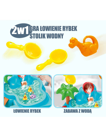 WOOPIE Stolik Wodny 2w1 Gra Łowienie Rybek Wodospad 6 el.