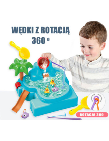 WOOPIE Stolik Wodny 2w1 Gra Łowienie Rybek Wodospad 6 el.