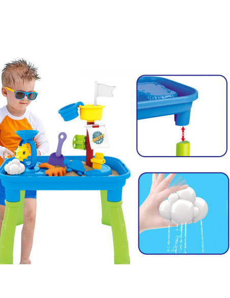 WOOPIE Stolik Wodny 2w1 Piaskownica Statek Piracki 6 akc.