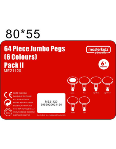 MASTERKIDZ Kolorowe Kołeczki Jumbo do Tablicy STEM 64 Szt. - 6 Kolorów