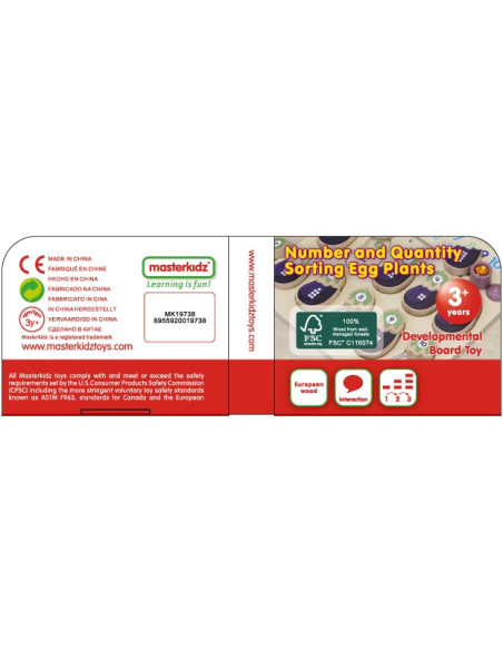 MASTERKIDZ Tablica Edukacyjna Bakłażan Nauka Liczb Montessori