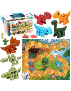 WOOPIE Zestaw Konstrukcyjny 2w1 Gra Planszowa Dinozaury + Kostka 46 el.