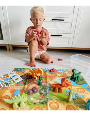 WOOPIE Zestaw Konstrukcyjny 2w1 Gra Planszowa Dinozaury + Kostka 46 el.