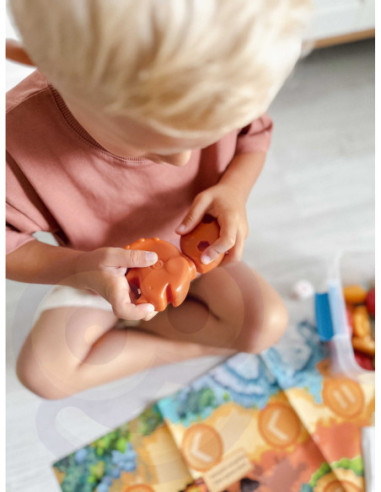 WOOPIE Zestaw Konstrukcyjny 2w1 Gra Planszowa Dinozaury + Kostka 46 el.