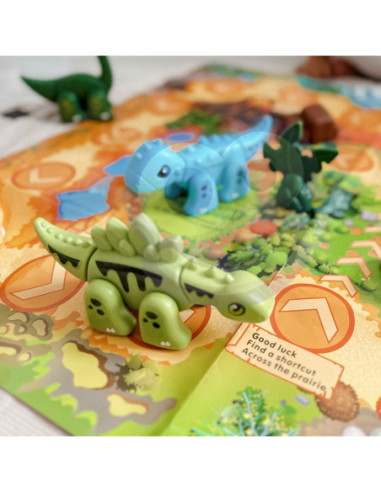 WOOPIE Zestaw Konstrukcyjny 2w1 Gra Planszowa Dinozaury + Kostka 46 el.